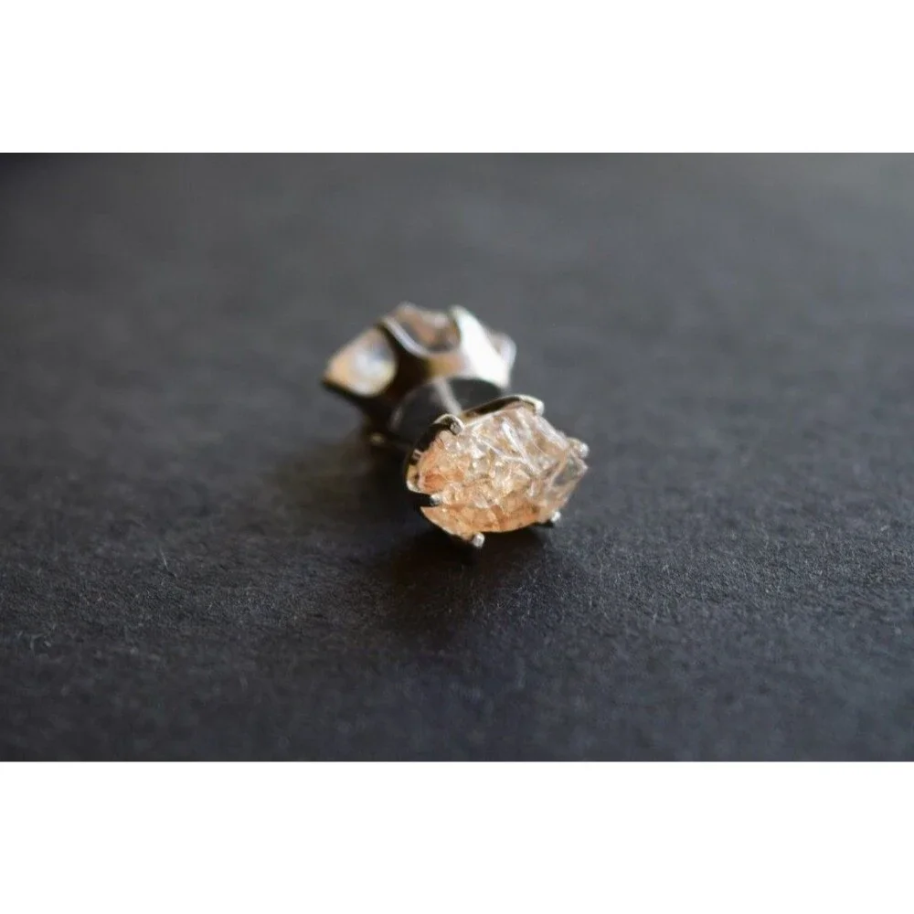 Lake County diamond earrings, 925 sterling silver, raw gemstones